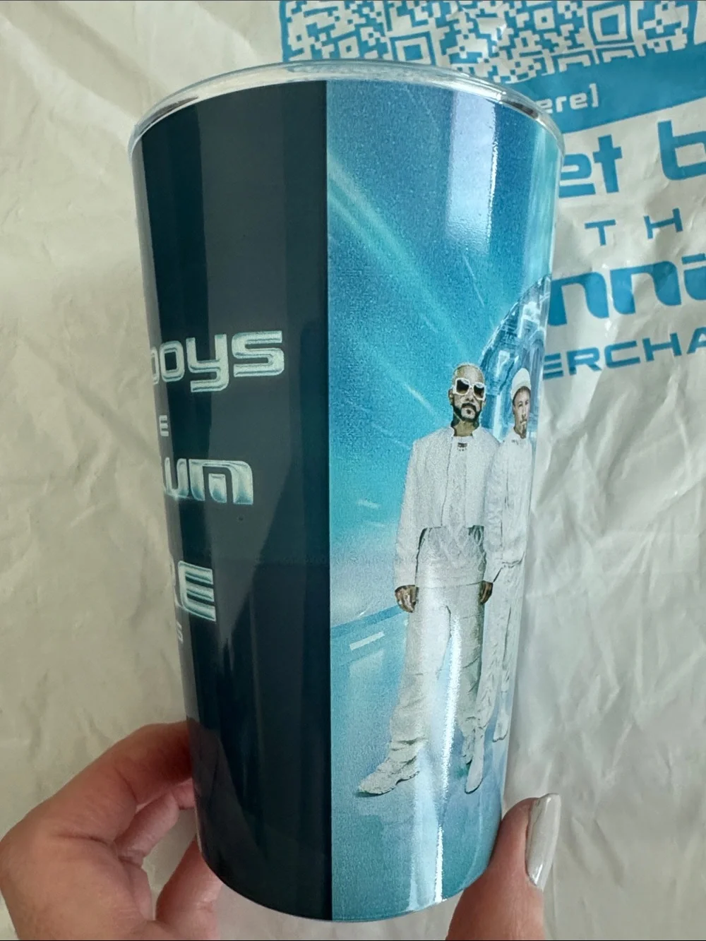 Backstreet Boys Into the Millennium Sphere Las Vegas Plastic Cup and Plastic Bag